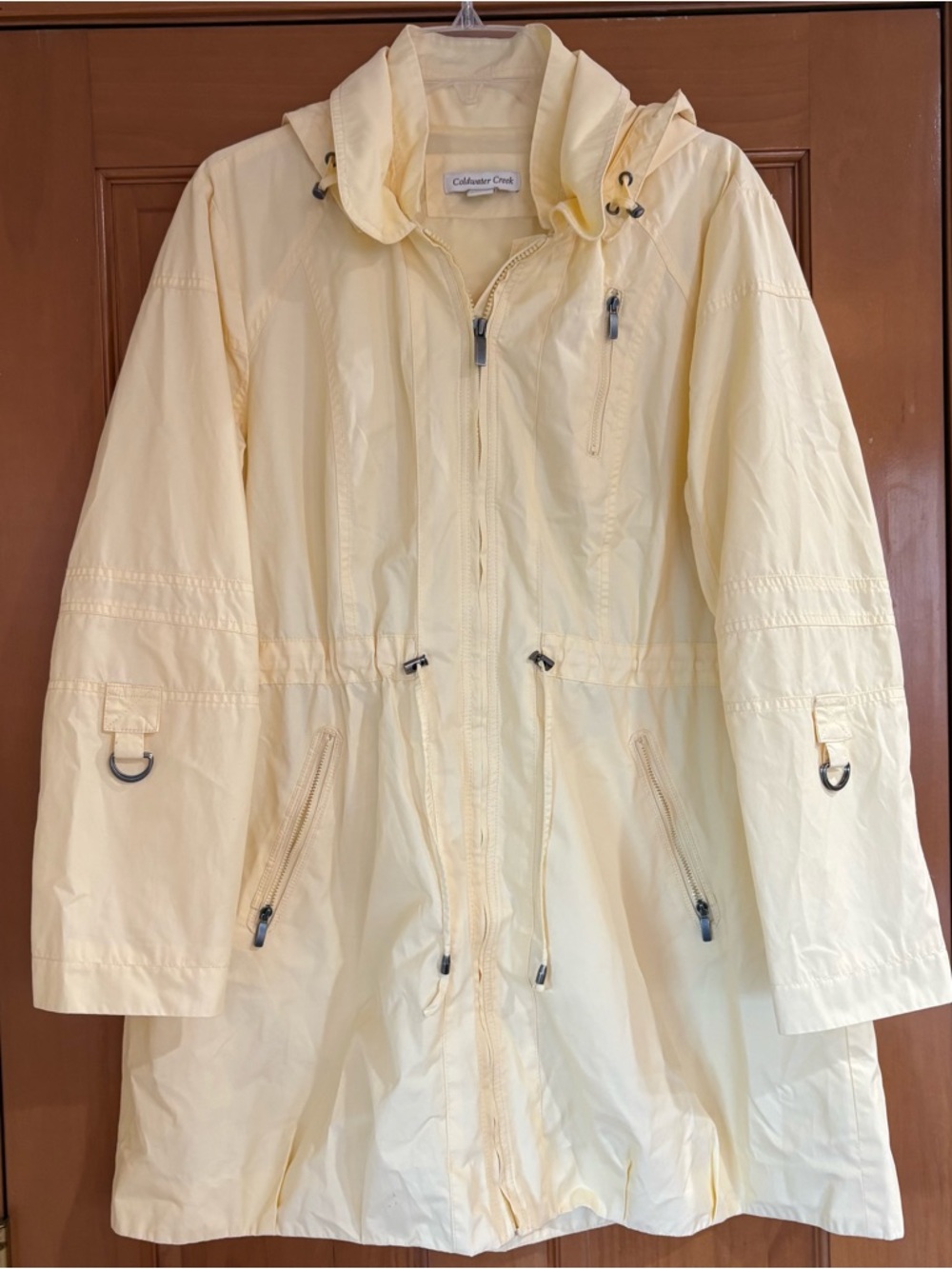 Coldwater Creek Pale Yellow Hooded Trench Anorak